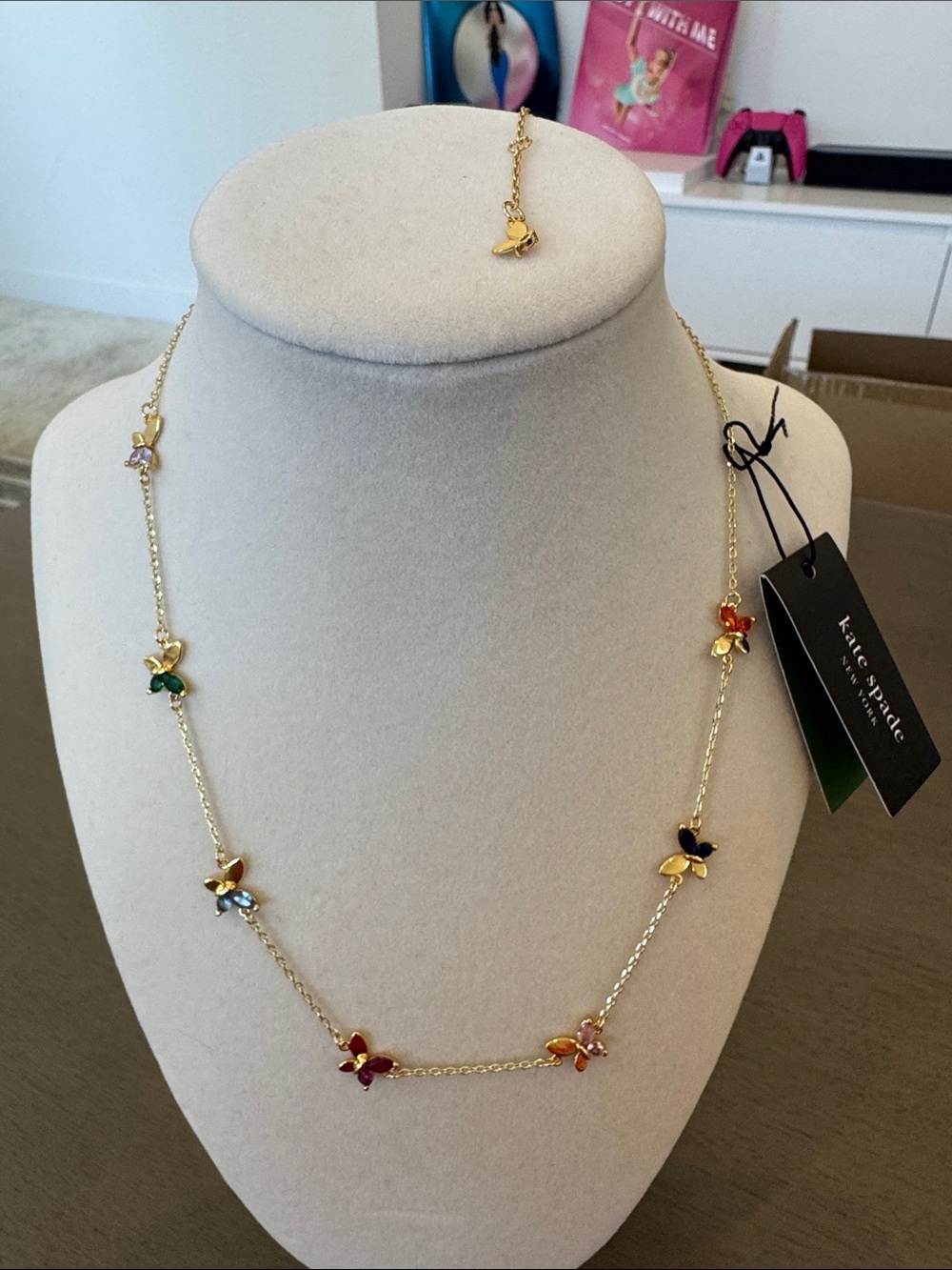 kate spade Gold Multicolor Enamel Butterfly Station Necklace